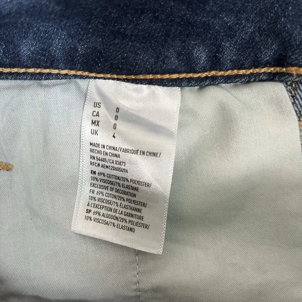 American Eagle Outfitters Stretch A-Line Skirt Womens 0 Blue Denim Button Casual